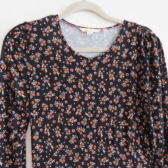 BODEN Crew Neck Jersey Midi Dress in Ditsy Dotty Floral Fall Cottagecore US 4P - Picture 4 of 15